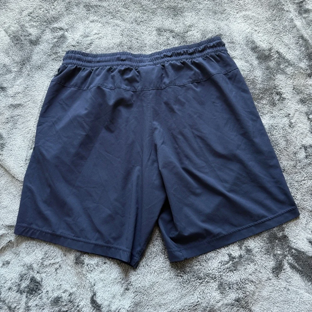 Reebok Mens Navy Blue Athletic Training Gym Shorts Large REECYCLED Drawstring